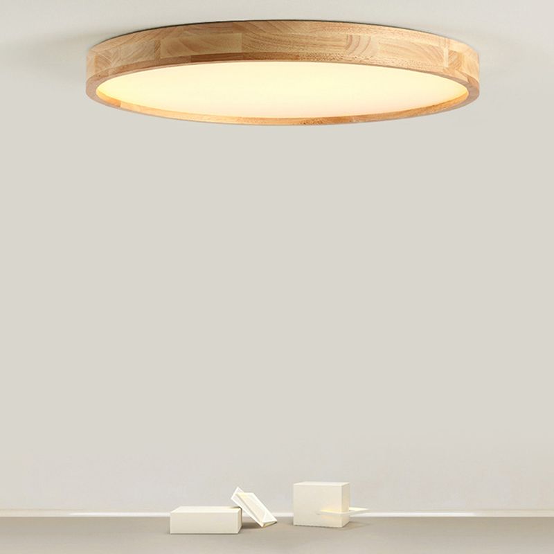 Modern Style Circle Shape Ceiling Lamp Wood 1 Light Ceiling Lighting for Dining Room