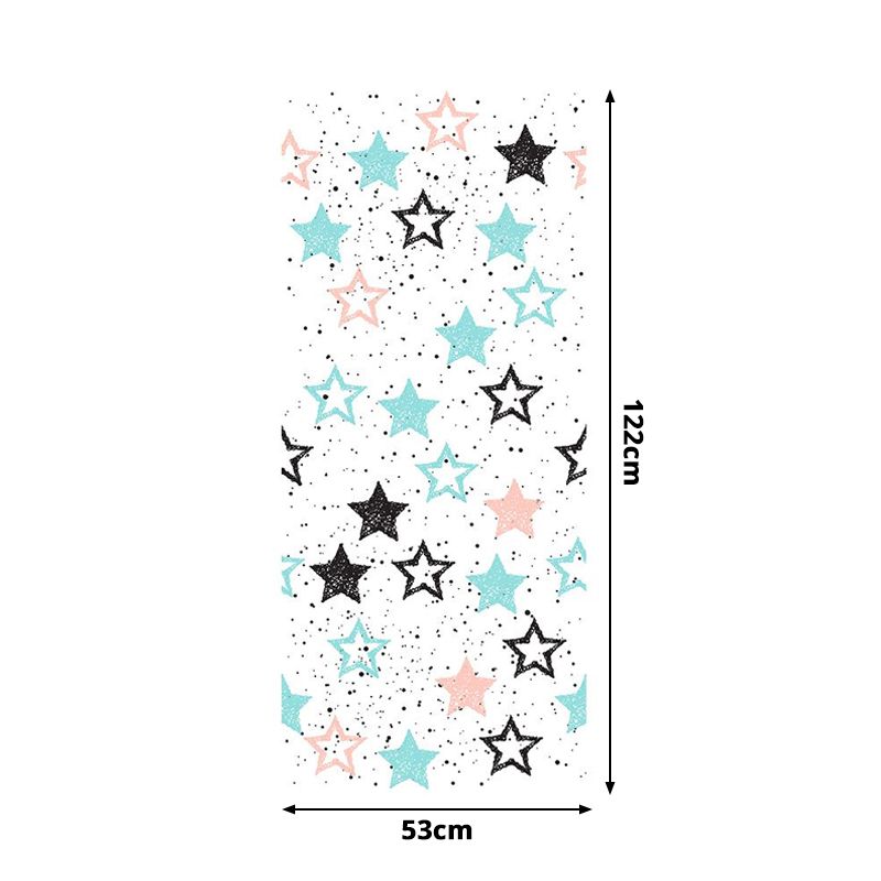 PVC Blue Wallpaper Panels Kids Star and Dot Print Self-Adhesive Wall Decor, 4' L x 20.5" W