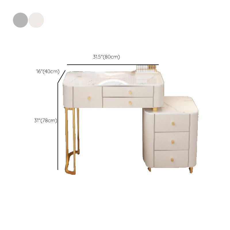 Glam Stone Bedroom Vanity Desk 6 Drawer Vanity Dressing Table