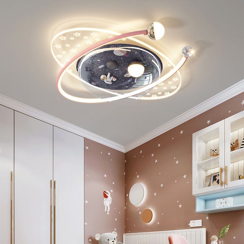 Modern Resin Flush Mount Geometric Shape Ceiling Light with Plastic Shade for Living Room