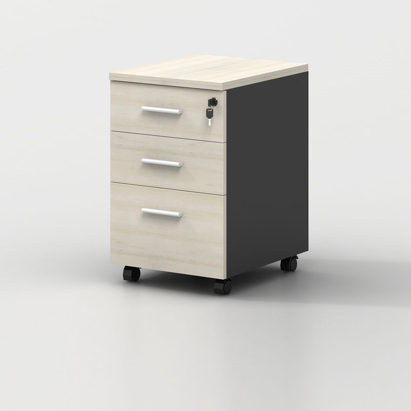 Contemporary File Cabinets Solid Wood Frame File Pedestal with Key Lock