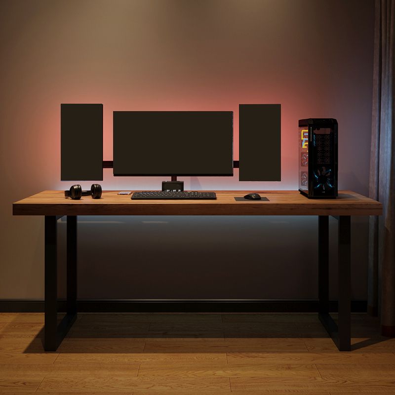 Industrial Wood Computer Desk Rectangular Office Desk with Metal Legs