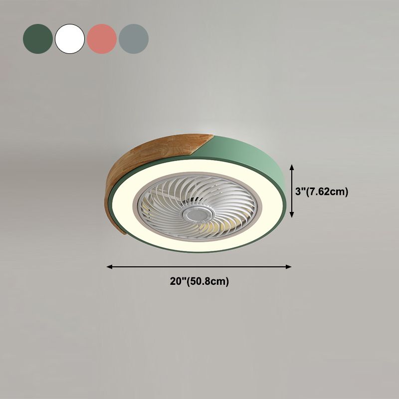 Modern Style Round Ceiling Fan Light Metal 1-Light LED Flush Light