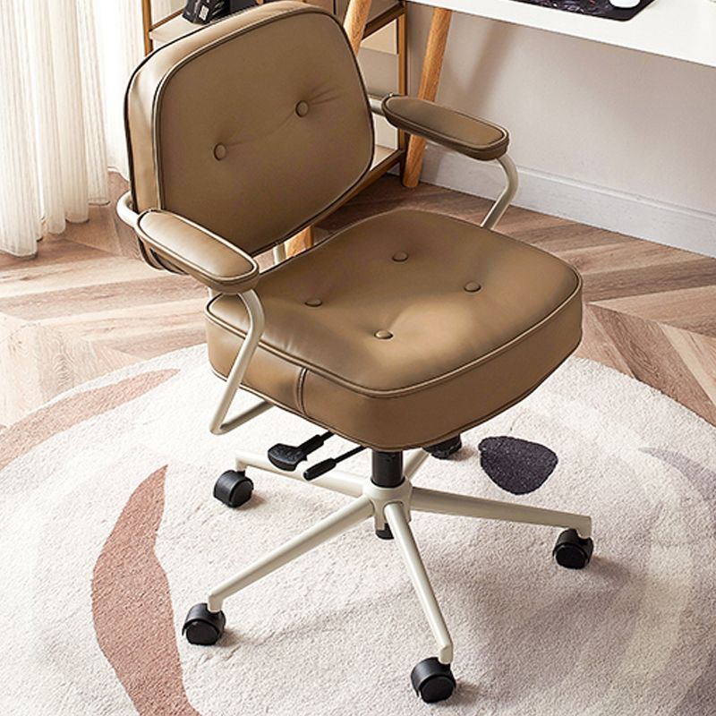 Modern Fixed Arms Conference Chair Leather Task Chair for Office