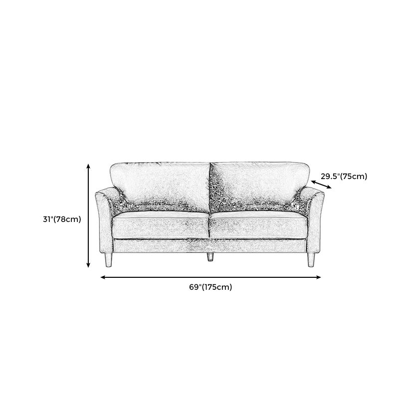 Contemporary Pillow Back Sofa 31"H Flared Arm Couch for Apartment