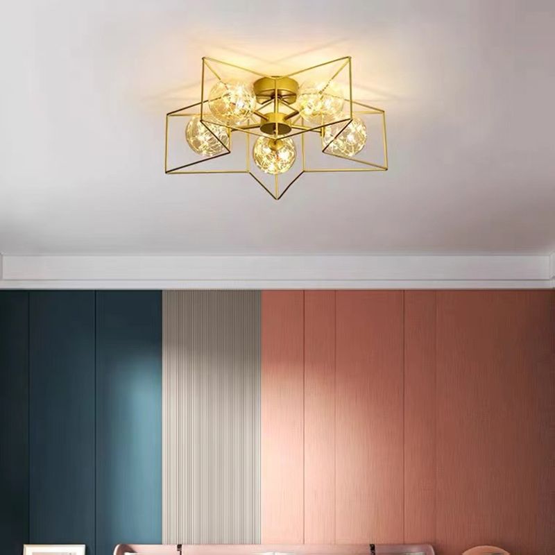 Star Shape Metal Flush Ceiling Light Modern 5 Lights Flush Mount Light Fixture