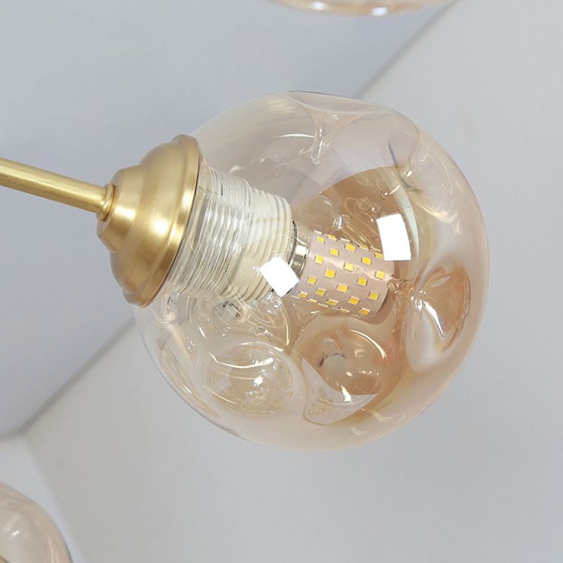 Modern Style Chandelier Light Fixture Globe Glass Hanging Light with Crystal