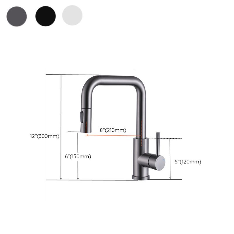 Kitchen Faucet Lever Handle Pull-out Single Hole Brass Faucet