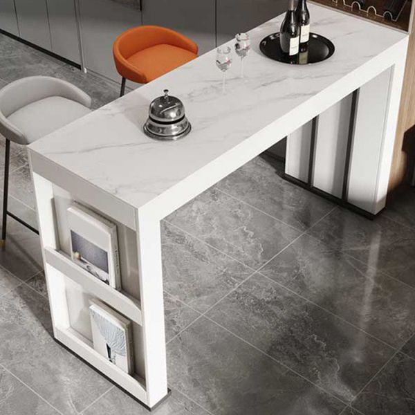 Modern Rectangle Bar Counter Table Sintered Stone Bar Counter Table with Metal Legs