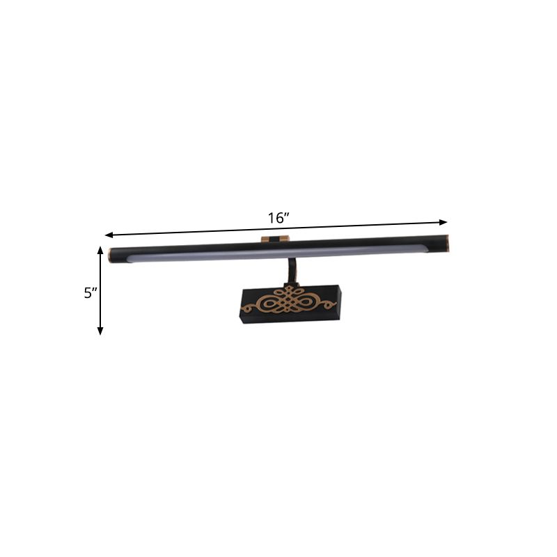 Luz de tocador alargado negro lámpara de apliques de baño de baño de metal clásico en blanco/cálido/luz natural, 16 "/20"/24 "L