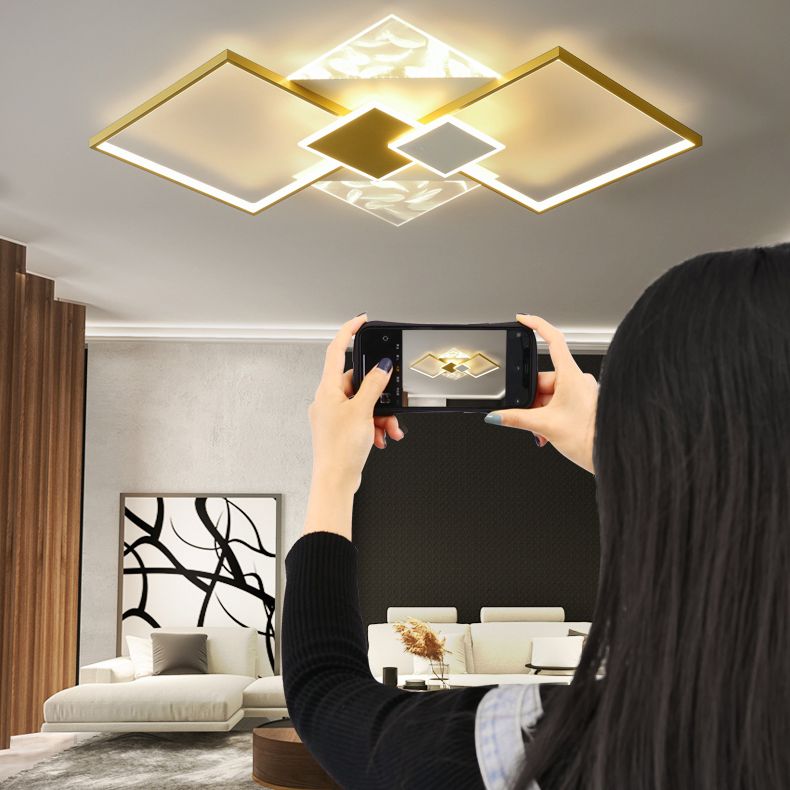 Metal Symmetric Flush Mount Lamp Simplicity LED Feather Ceiling Flush Light for Living Room