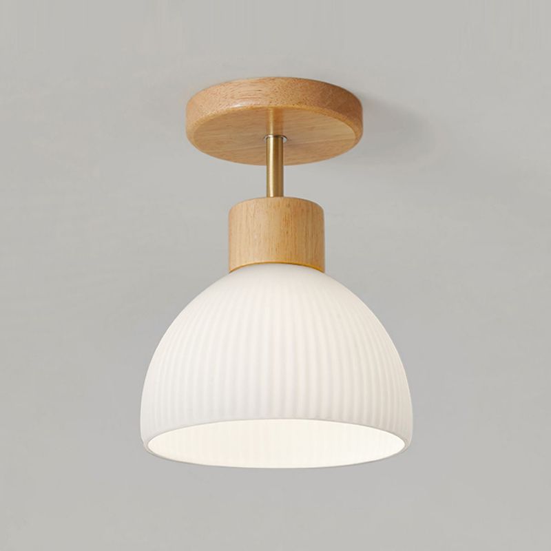 Modern Simple Wooden Ceiling Lamp Dome Shape Ceiling Light for Bedroom