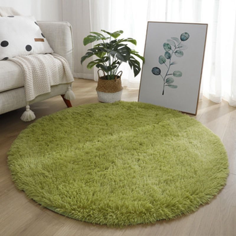 Moderne slaapkamer pluche ronde tapijten polyester tapijt anti-slip achterste tapijt voor woonkamer