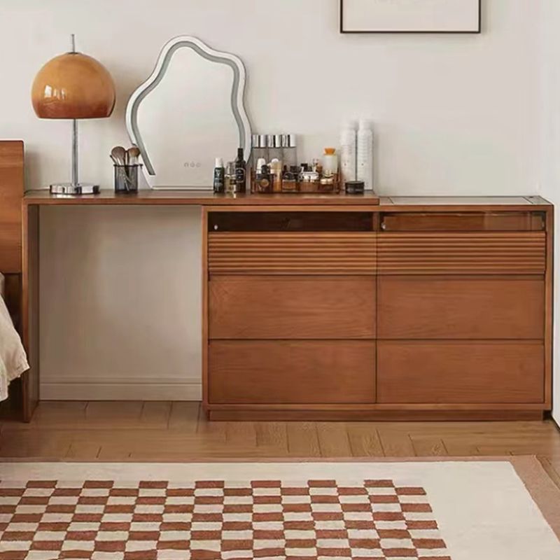 Scandinavian Brown Solid Wood with Drawer Bedroom Vanity Dressing Table