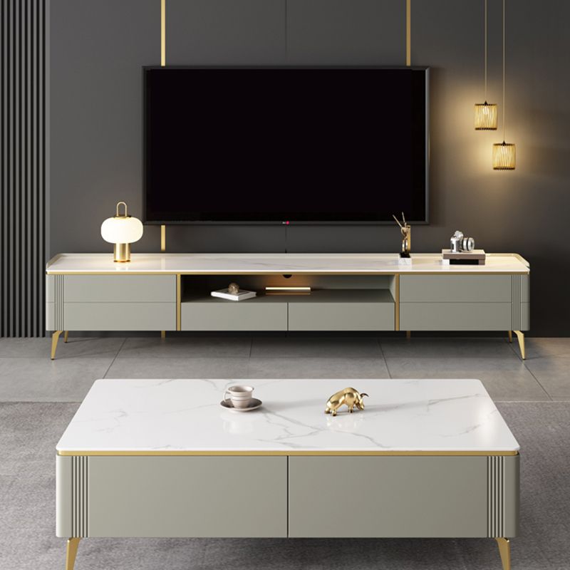 Stone Media Console Modern Media Console TV Stand for Living Room