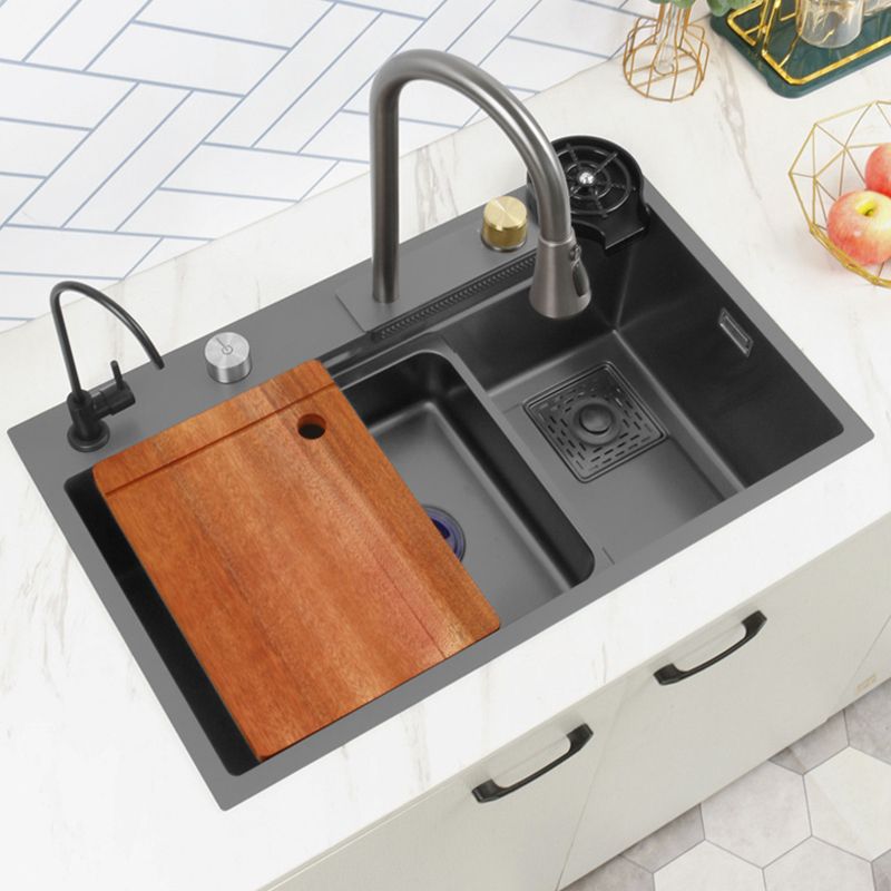 Contemporary Kitchen Sink Stainless Steel Friction Resistant Kitchen Sink with Faucet