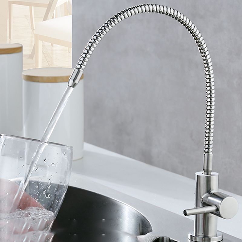 Farmhouse One Handle Kitchen Faucet High Arch Water Filler in Silver