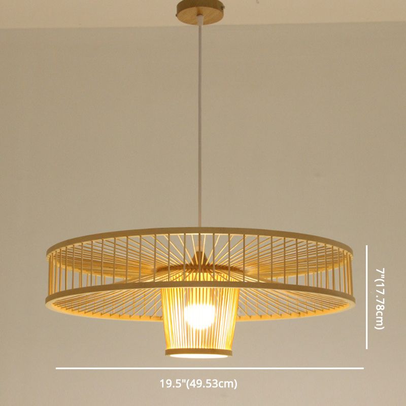 Drum Hanging Pendant Light Chinese Bamboo Pendant Light Fixtures for Living Room