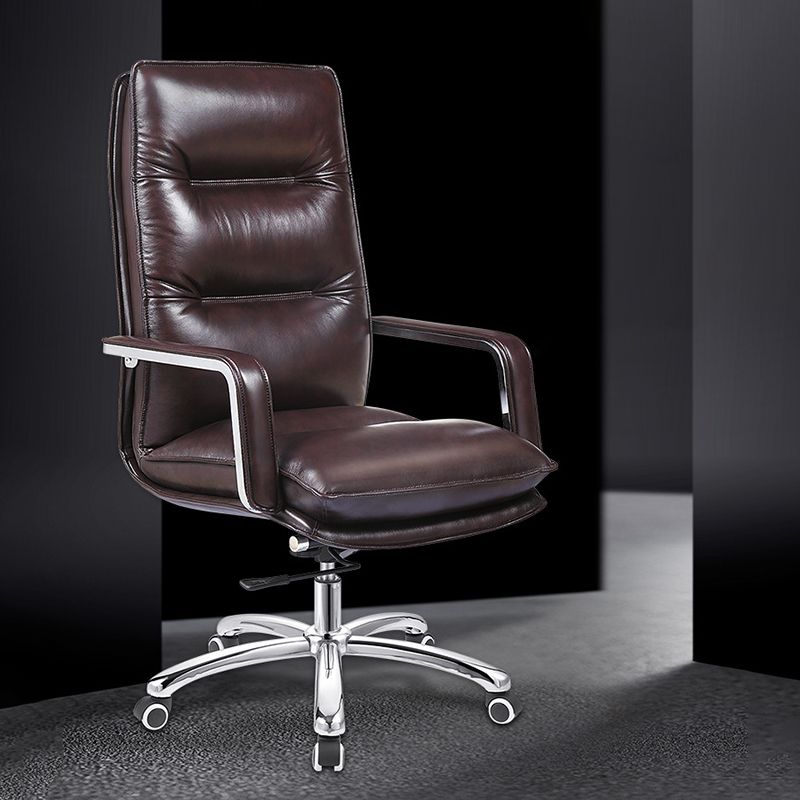 Modern Office Chair Adjustable Seat Height Padded Arms Faux Leather Desk Chair with Wheels