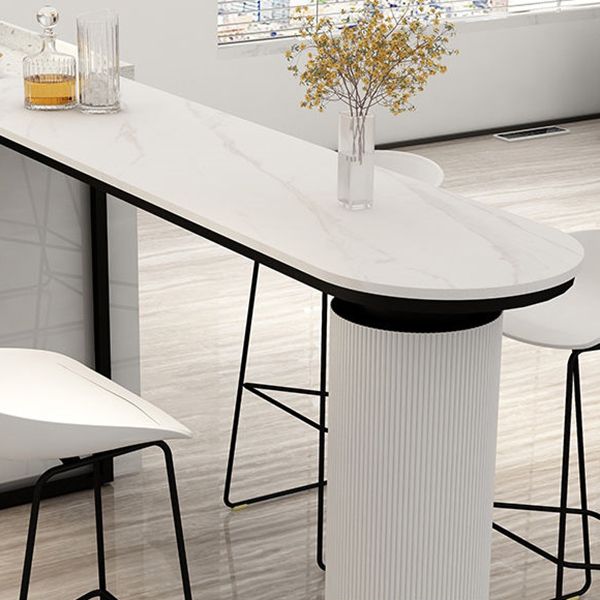 Glam Style Bar Table Stone Double pedestal Bar Dining Table for Indoor