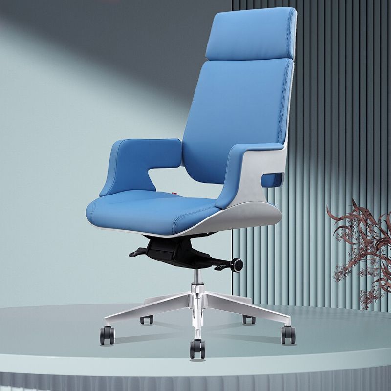 Modern Armless Slide Office Chair Leather Adjustable Seat Height Desk Chair with Wheels