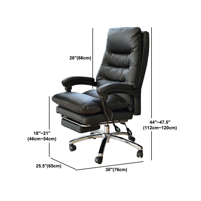 Faux Leather Swivel Office Chair Chrome Frame with Footrest Managers Chair