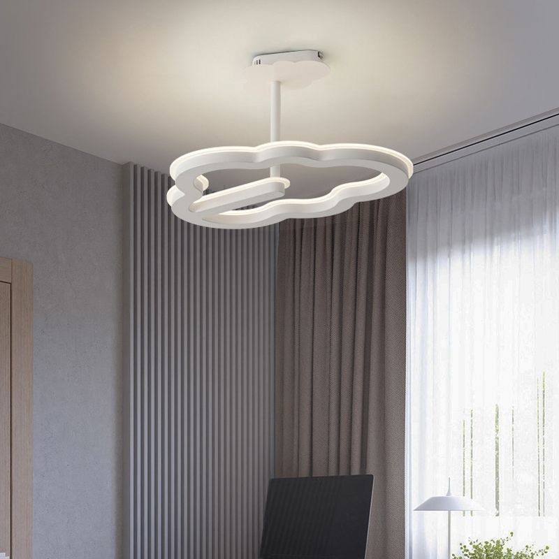 Contemporary LED Ceiling Lamp Cloud Semi Flush Light with Metal for Bedroom