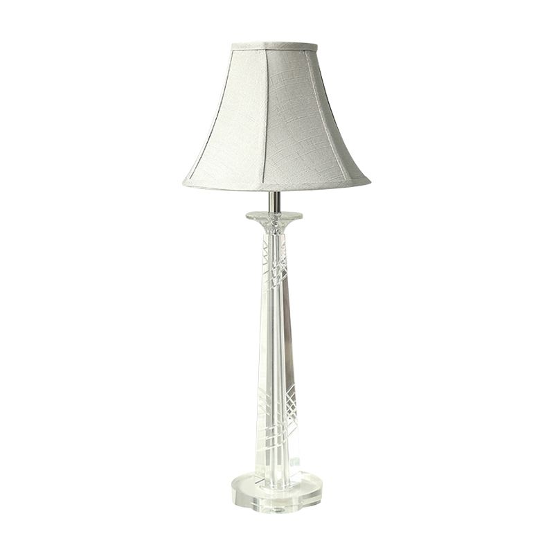 Cream Gray Bell Nightstand Light Contemporary 1 Bulb Clear K9 Crystal Night Lighting for Bedroom