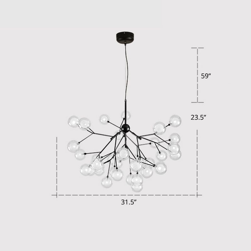 Double Glass Bubbles Chandelier Postmodern Style Firefly Pendant Lamp for Restaurant