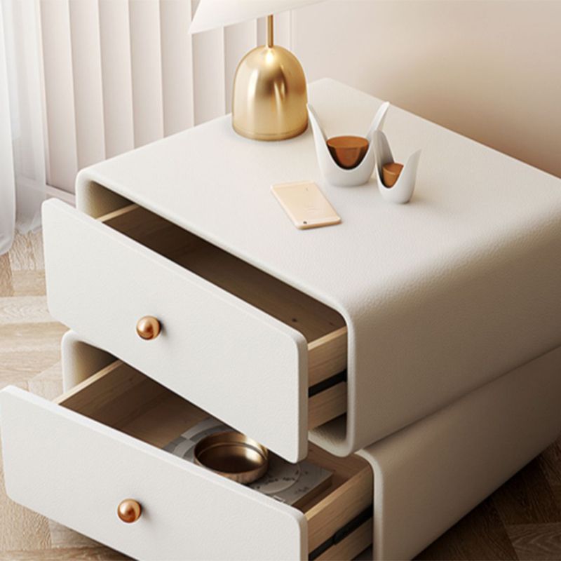 Modern & Contemporary Nightstand with Drawers Solid Wood Flat Top Neutral