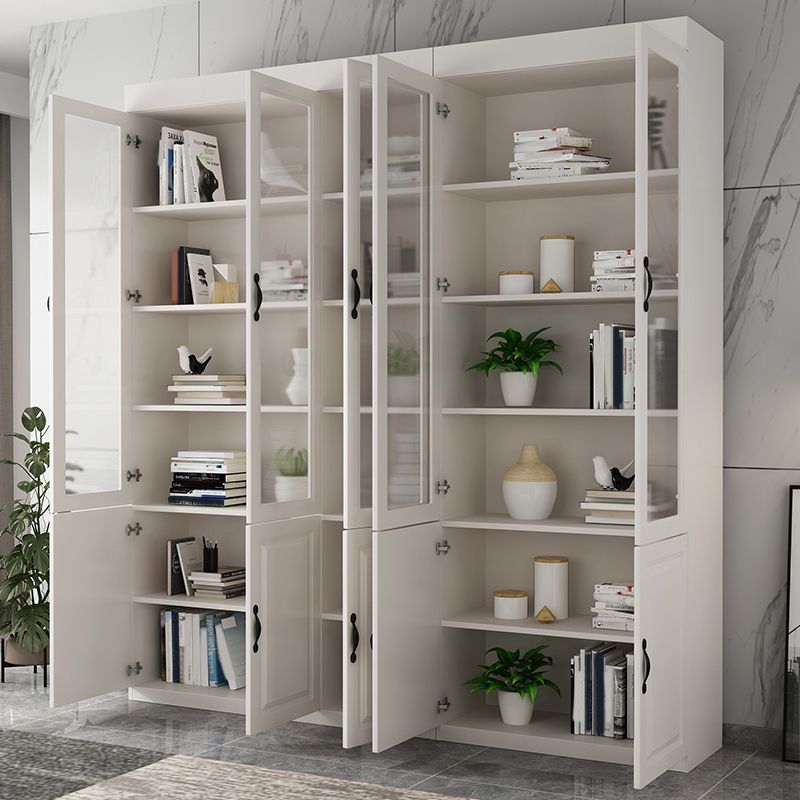 Modern Style Closed Back Bookshelf Solid Wood Bookcase with Cabinets