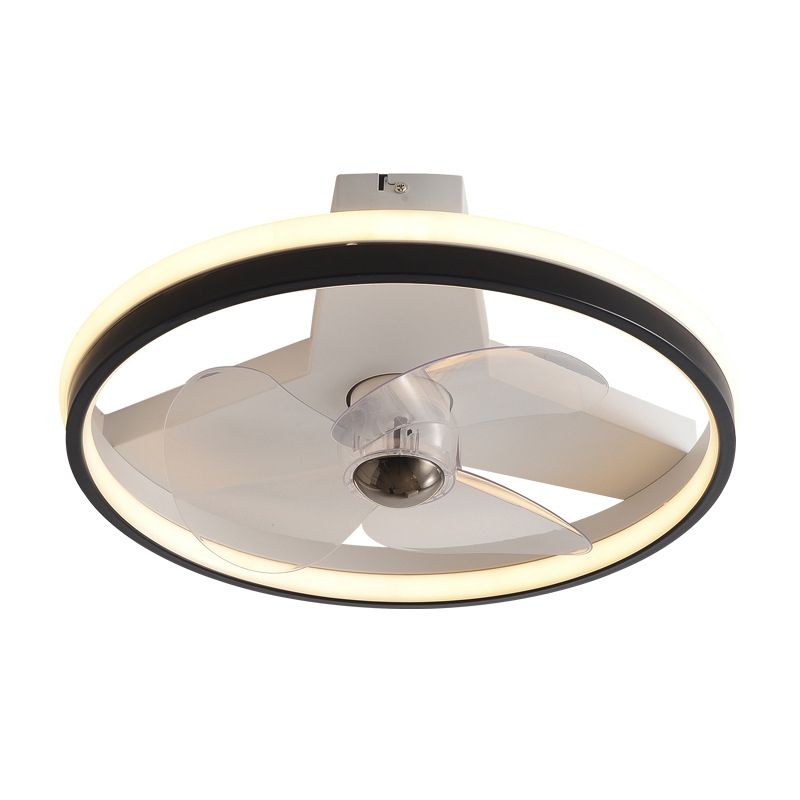 Contemporary Single White/Black Ceiling Fan Lamp LED Metallic Ceiling Fan Light