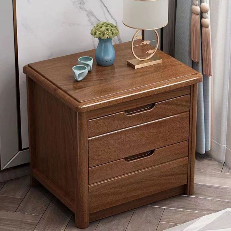 Contemporary 2 Drawers Accent Table Nightstand Antique Finish Bed Nightstand