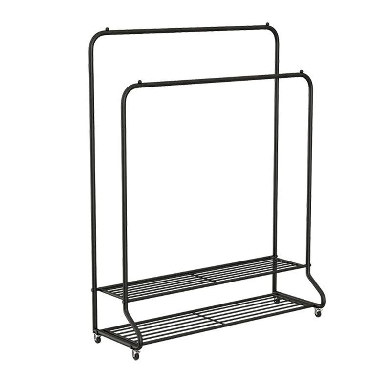 Modern Free Standing Castors Clothes Hanger Coat Rack with Storage Bench