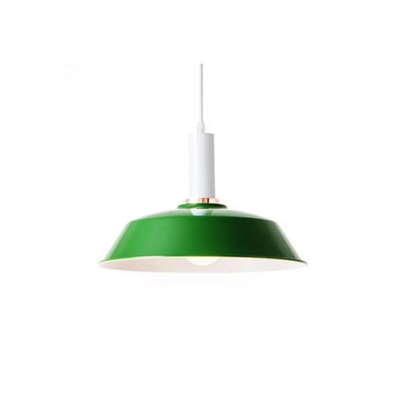 Light Green/Dark Green Barn Suspended Light Modernist Style Metallic 1 Light Living Room Hanging Lamp