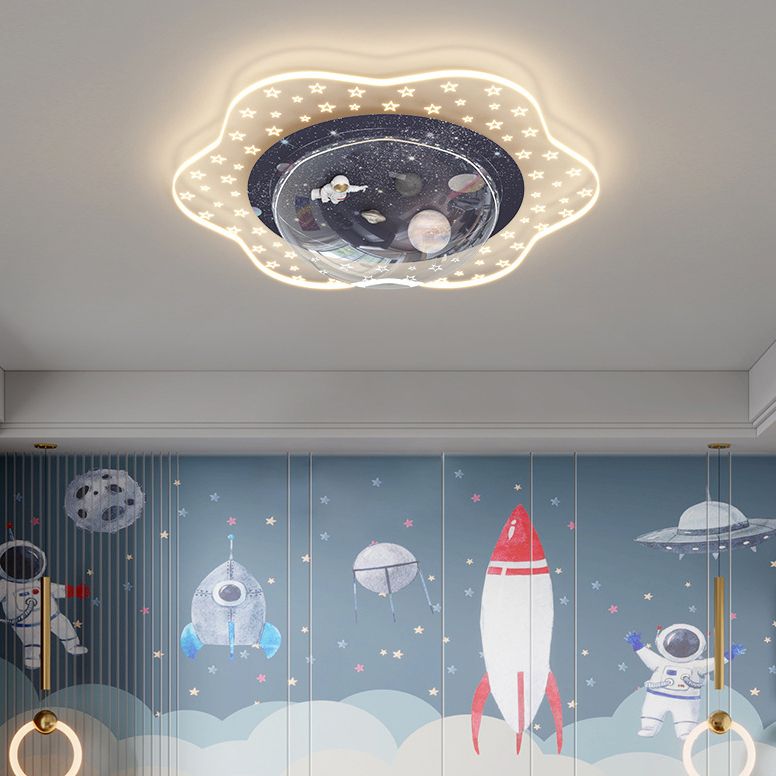 Modern Resin Flush Mount Geometric Shape Ceiling Light with Plastic Shade for Living Room