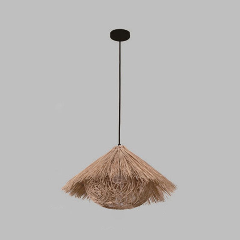 Rattan Bird's Nest Shade Hanging Lights Modern Style 1 Head Hanging Mount Fixture for Restaurant