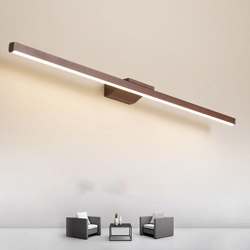 Modern Style Linear Vanity Mirror Lights Metal 1 Light Vanity Sconce Lights in Brown