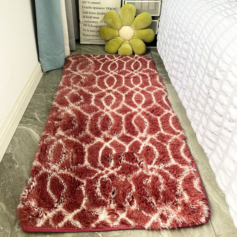 Creative Indoor Rug Argyle Print Polyester Area Carpet Stain Resistant Shag Rug for Home Decor