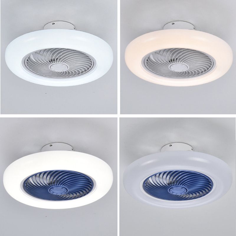 Nordic Style Ceiling Fan Lamp Round Shape LED Ceiling Fan Light for Bedroom