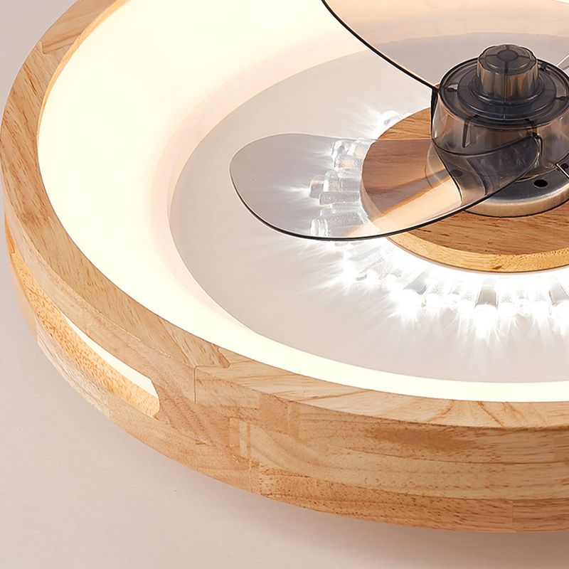 Lámpara de ventilador de techo redondo nórdico LED de madera natural LED SEMI FLUSH MONTING Lighture