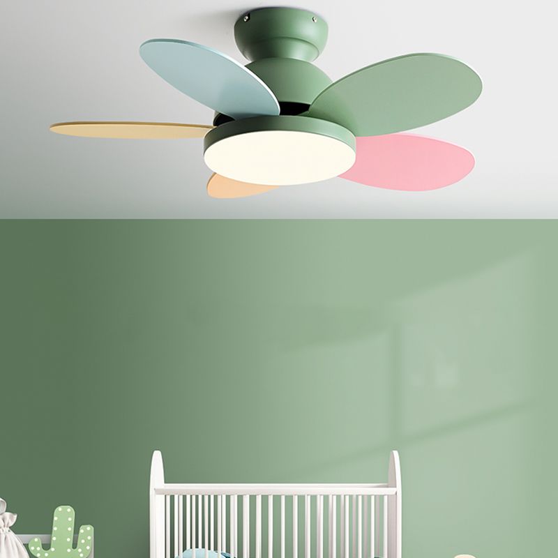 Modern 5-Blade Ceiling Fan Lighting with Metal for Child's Room