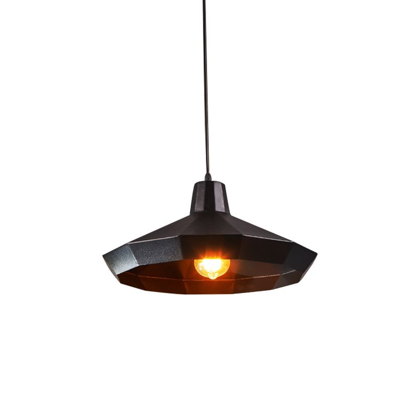 Diamond Metal Suspension Pendant Farmhouse 1 Light Coffee Shop Ceiling Lamp in Black