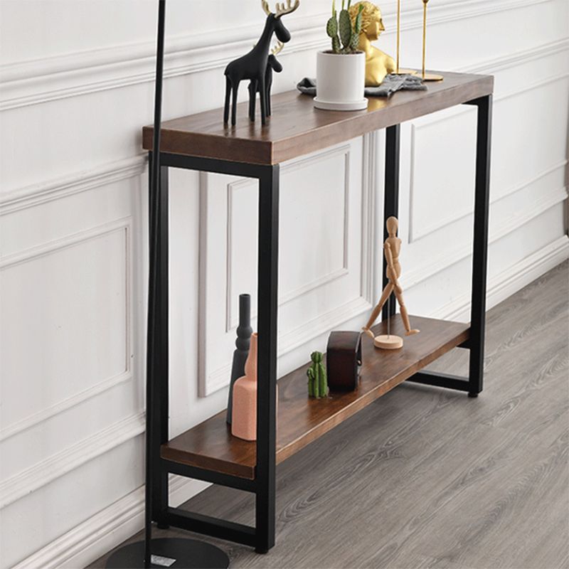 11.81" W x 31.49" H Console Table Trestle Solid Wood Console Table in Brone