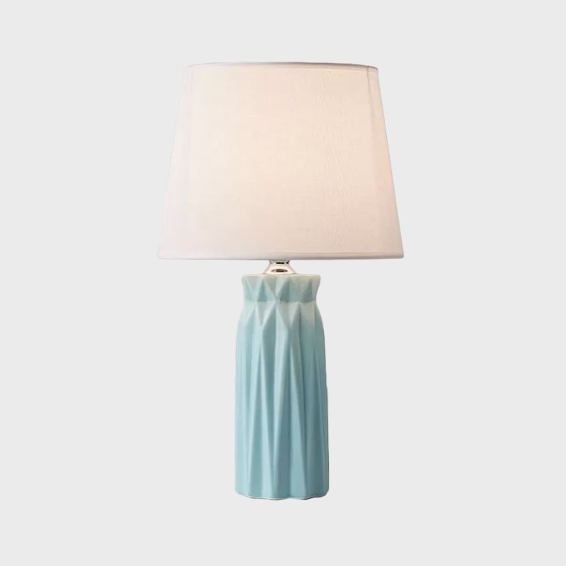 Fabric Cone Reading Light Modernism 1-Bulb Pink/Blue Night Table Lamp with Ceramic Base