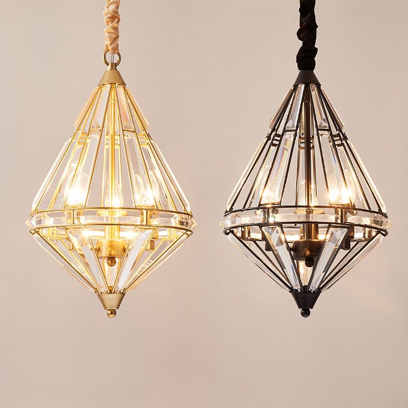 Geometric Crystal Suspension Lamp Modern Style Pendant Light Fixture for Dining Room