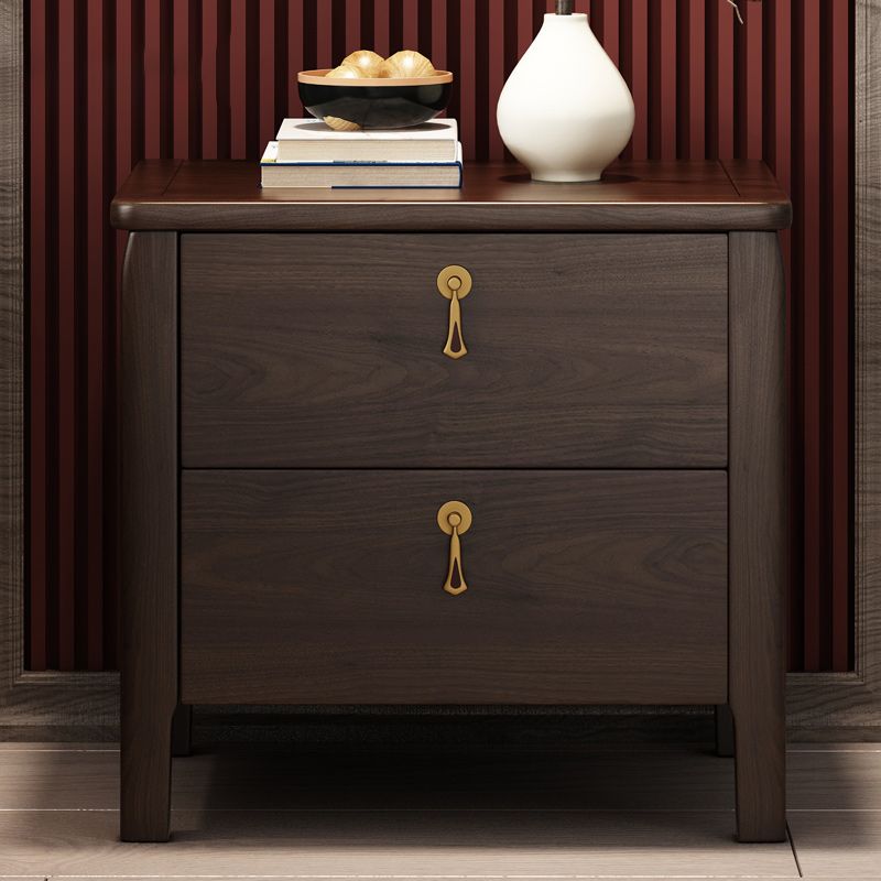 Contemporary Nightstand Solid Wood Bedside Cabinet for Bedroom