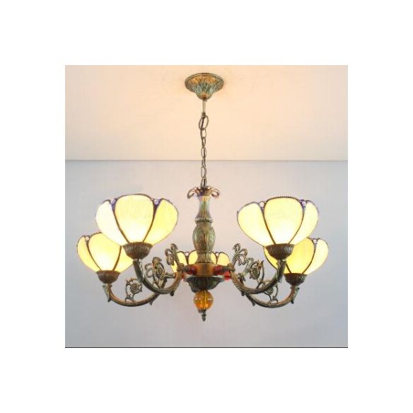 5 lumières Bowl Chandelier Lightture Country Taching Taching Prendant Chandelier For Living Room