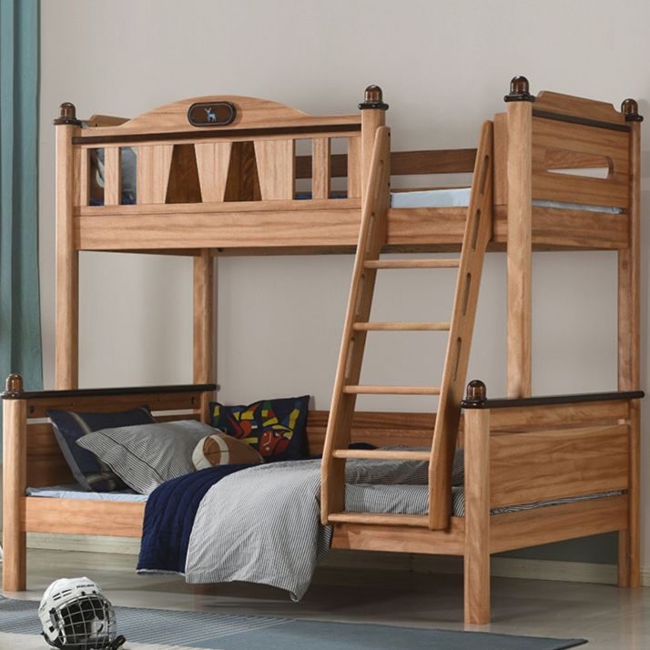 Solid Wood Bunk Bed Mid-Century Modern Storage Gender Neutral Kids Bed