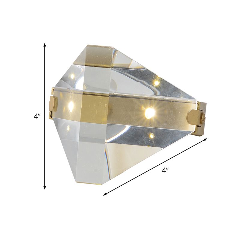 Diamond Table Lighting Contemporary Clear Crystal LED Small Desk Lamp in Brass for Bedroom